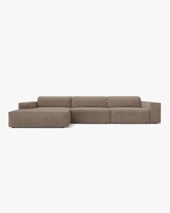 COLTAR PE STANGA JODIE, CU 4 LOCURI, 284X162 CM, ADANCIME SCAUN 62 CM, CAPPUCCINO, TAPITAT CU TAPITERIE DIN TEXTIL STRUCTURAT LIBERTY, MICADONI