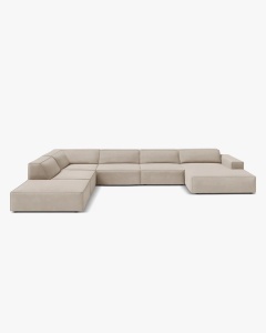 COLTAR PE STANGA JODIE, CU 7 LOCURI, 361X258 CM, ADANCIME SCAUN 62 CM, BEJ INCHIS, TAPITAT CU TAPITERIE DIN TEXTIL CATIFEA VENUS, MICADONI