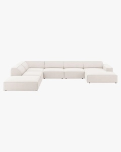 COLTAR PE STANGA JODIE, CU 7 LOCURI, 361X258 CM, ADANCIME SCAUN 62 CM, BEJ DESCHIS, TAPITAT CU TAPITERIE DIN TEXTIL STRUCTURAT MEGAN, MICADONI