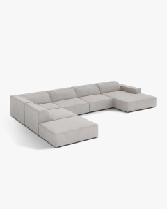 COLTAR PE STANGA JODIE, CU 7 LOCURI, 361X258 CM, ADANCIME SCAUN 62 CM, GRI DESCHIS, TAPITAT CU TAPITERIE DIN TEXTIL STRUCTURAT LIBERTY, MICADONI - Img 3