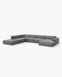 COLTAR PE STANGA JODIE, CU 7 LOCURI, 361X258 CM, ADANCIME SCAUN 62 CM, GRI DESCHIS, TAPITAT CU TAPITERIE DIN TEXTIL CATIFEA VENUS, MICADONI - Img 2
