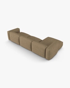 COLTAR PE STANGA MARTINA, 330X176 CM, ADANCIME SCAUN 90 CM, CAPPUCCINO, TAPITAT CU TAPITERIE DIN TEXTIL BOUCLE MONET, MICADONI - Img 4