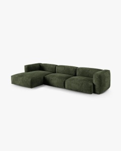 COLTAR PE STANGA MARTINA, 330X176 CM, ADANCIME SCAUN 90 CM, VERDE, TAPITAT CU TAPITERIE DIN TEXTIL CATIFEA VOGUE, MICADONI - Img 2