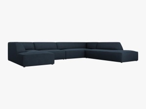COLTAR RUBY, CU 7 LOCURI, PE DREAPTA, ALBASTRU MARIN, CU TAPITERIE DIN TEXTIL STRUCTURAT OTTAWA, MICADONI - Img 2