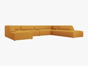 COLTAR RUBY, CU 7 LOCURI, PE DREAPTA, GALBEN, CU TAPITERIE DIN TEXTIL STRUCTURAT OTTAWA, MICADONI - Img 2