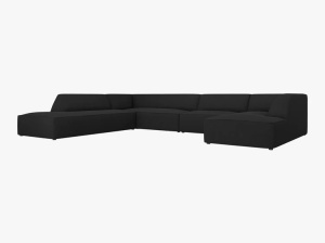 COLTAR RUBY, CU 7 LOCURI, PE DREAPTA, NEGRU, CU TAPITERIE DIN TEXTIL STRUCTURAT OTTAWA, MICADONI - Img 2