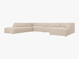 COLTAR RUBY, CU 7 LOCURI, PE STANGA, BEJ, CU TAPITERIE DIN TEXTIL STRUCTURAT OTTAWA, MICADONI - Img 2