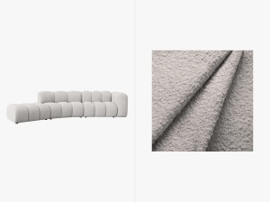 COLTAR SEMIROTUND LUPIN, STANGA, 5 LOCURI, 335 CM, GRI DESCHIS 2085, TAPITERIE BOUCLE, DESIGN DEOSEBIT - Img 4