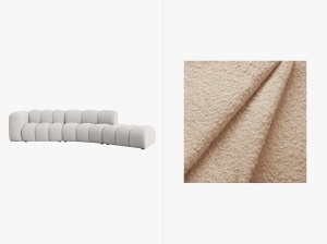 COLTAR SEMIROTUND LUPIN, STANGA/DREAPTA, 5 LOCURI, 335 CM, DIVERSE NUANTE, TAPITERIE BOUCLE, DESIGN DEOSEBIT - Img 4