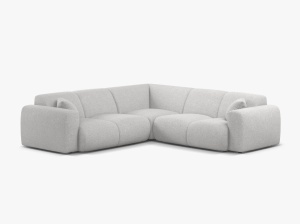 COLTAR SIMETRIC MOLINO, 252 CM, ARGINTIU, CU TAPITERIE DIN TEXTIL CHENILLE EDEN, MICADONI