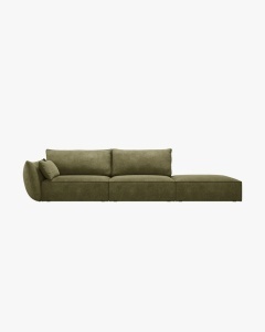 COLTAR SPATIOS SI CONFORTABIL KAELLE, 264 CM, PE DREAPTA, VERDE, CU TAPITERIE DIN TEXTIL CHENILLE OVER THE HORIZON, MICADONI