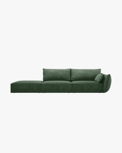 COLTAR SPATIOS SI CONFORTABIL KAELLE, 264 CM, PE STANGA, VERDE SMARALD, CU TAPITERIE DIN TEXTIL CHENILLE OVER THE HORIZON, MICADONI