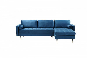 COLTAR SUPER CONFORTABIL 260CM, VELVET II, DIN LEMN SI CATIFEA, ALBASTRU, ARTIM GROUP SELECTION - Img 3