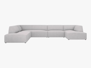 COLTAR UBY, CU 7 LOCURI, PE STANGA, GRI DESCHIS, CU TAPITERIE DIN TEXTIL STRUCTURAT OTTAWA, MICADONI