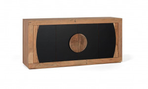 COMODA/BUFET 160CM, NATURAL/NEGRU, DIN LEMN DE MANGO, DESIGN EXTRAVAGANT - Img 3