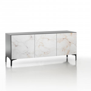 COMODA/BUFET 165CM, KIM ALABASTRU, COD 4970, STIL MODERN, REALIZATA DIN METAL SI PANOURI ECO
