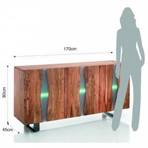 COMODA/BUFET 170CM, ANUBI 3 USI, COD 3861, STIL MODERN, REALIZATA DIN LEMN MASIV SI SUPORT DE METAL - Img 7