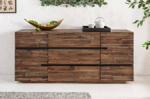 COMODA/BUFET, STIL INDUSTRIAL, WOTAN II 170CM, DIN LEMN MASIV, MDF SI FURNIR, COD 40990 - Img 6