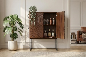 COMODA/DULAP LIVING, ORBIT 120CM, REALIZAT DIN LEMN DE MANGO 3D SI METAL, CULOARE NEAGRA, ARTIM GROUP SELECTION - Img 8