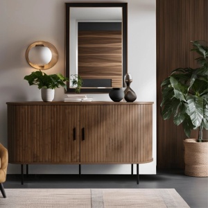 COMODA LIVING 140CM, ARTIM MEBLE, CU 2 USI SI SERTARE, REALIZATA DIN MDF, CULOARE NUC, STIL MODERN