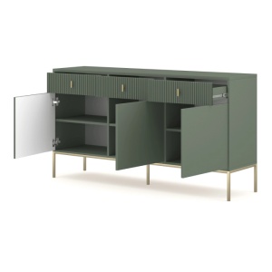 COMODA LIVING 155CM, ARTIM MEBLE, CU 3 USI, REALIZATA DIN MDF, CULOARE VERDE, STIL MODERN - Img 3