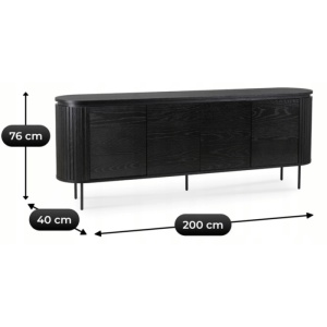 COMODA LIVING 200CM, ARTIM MEBLE, CU 4 USI, REALIZAT DIN MDF SI METAL, CULOARE NEGRU, STIL MODERN - Img 7