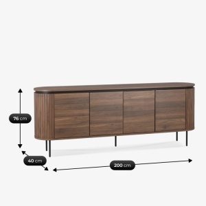 COMODA LIVING 200CM, ARTIM MEBLE, CU 4 USI, REALIZATA DIN MDF, CULOARE NUC, STIL MODERN - Img 7