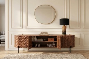 COMODA LIVING, ALDON 200CM, REALIZAT DIN LEMN DE MANGO 3D SI METAL, CULOARE MARO, ARTIM GROUP SELECTION - Img 9