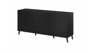 COMODA LIVING, CAMA-NOVA-KOM-CZARNY 155CM, DIN PLACI MDF, NEGRU MAT, DESIGN MODERN - Img 1