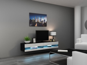COMODA LIVING CU LED VIGO 180 NEGRU/ALB DESIGN MODERN CM