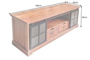 COMODA LIVING, HERITAGE 160CM, LEMN DE SALCAM, METAL SI STICLA, CULOARE NATUR/MARO, ARTIM GROUP SELECTION - Img 2