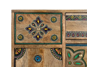 COMODA LIVING KEA 61CM, REALIZATA DIN LEMN DE MANGO SI METAL, CULOARE NATUR/ MULTICOLOR, GINER Y COLOMER - Img 2