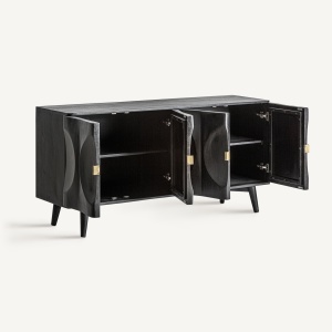 COMODA LIVING LABAR 170CM, REALIZATA DIN LEMN DE MANGO, CULOARE NEAGRA, REALIZATA MANUAL - Img 2