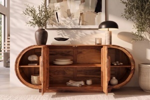 COMODA LIVING ORGANIKO 180CM, REALIZATA DIN LEMN MASIV DE TRANDAFIR, CULOARE NATUR/MARO, INVICTA INTERIOR - Img 3