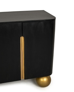 COMODA ORGANIC NEGRU/AURIU/NATURAL, CONFECTIONATA DIN LEMN DE MANGO SI METAL, STIL MODERN - Img 4