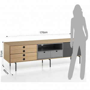 COMODA TV 170CM, HERO, COD 3687, STIL MODERN, REALIZATA DIN MDF SI SUPORT DE METAL - Img 3