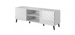 COMODA TV, ABETTO 150CM, DIN PLACI LAMINATE SI MDF, ALB, DESIGN MODERN - Img 2