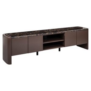 COMODA TV ALMUNDI 200CM, REALIZATA DIN MDF SI CERAMICA, ASPECT MARMURA( INFOLIAT)/MARO, STIL MODERN