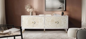 COMODA TV BALI 170CM, REALIZATA DIN LEMN DE MANGO, CULOARE ALB IVORY, GINER Y COLOMER - Img 2