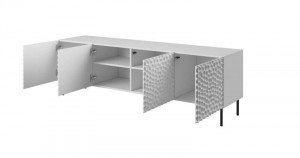 COMODA TV, CAMA-HOLE-RTV-190-BI/BI, 190CM, ALB MAT, DIN PLACI LAMINATE SI MDF, DESIGN MODERN - Img 2