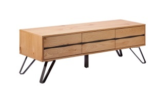 COMODA TV, EDGE 160CM, LEMN DE STEJAR SI SUPORT METALIC, CULOARE NATUR, ARTIM GROUP SELECTION - Img 2