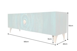 COMODA TV GOLDEN SUNSET 180CM, REALIZAT DIN LEMN DE MANGO, DE CULOARE TURCOAZ, MODEL 3D, ARTIM GROUP - Img 5