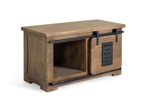 COMODA TV INDUSTRIAL 90CM, REALIZATA DIN LEMN DE MANGO SI METAL, CULOARE NATUR/NEGRU, GINER Y COLOMER - Img 3