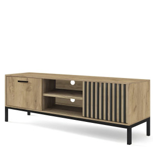 COMODA TV LAMINO RTV-1, 180X40 CM, STEJAR CRAFT/NEGRU, DIN POLIPROPILENA SI PAL LAMINAT, STIL MODERN