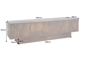 COMODA TV LIVING, ART DECO 200CM, LEMN DE MANGO, MODEL 3D, CULOARE MARO, ARTIM GROUP SELECTION - Img 10