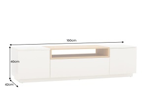 COMODA TV LOFT 160CM, REALIZATA DIN MDF SI FURNIR STEJAR, CULOARE ALB/ NATUR, ARTIM GROUP SELECTION - Img 7