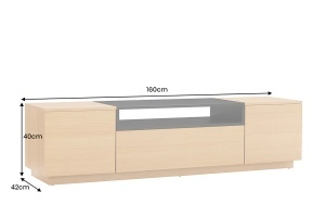 COMODA TV LOFT 160CM, REALIZATA DIN MDF SI FURNIR STEJAR, CULOARE NEGRU/NATUR, ARTIM GROUP SELECTION - Img 4