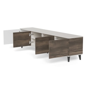 COMODA TV RANDOM 2 RTV-3, 200X52 CM, CASMIR/NUC/NEGRU, DIN MDF FURNIRUIT, POLIPROPILENA SI METAL, STIL MODERN - Img 4
