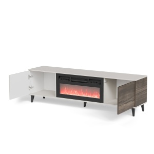 COMODA TV RANDOM 2 RTV-K+SEMINEU, 180X52 CM, CASMIR/NUC/NEGRU, DIN MDF FURNIRUIT, POLIPROPILENA SI METAL, STIL MODERN - Img 5