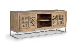 COMODA TV STIL 160CM, REALIZATA DIN LEMN DE MANGO, CULOARE NATUR, GINER Y COLOMER - Img 2